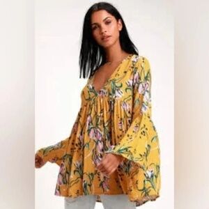 Flora Bella Tunic Top in Golden Yellow - Size S